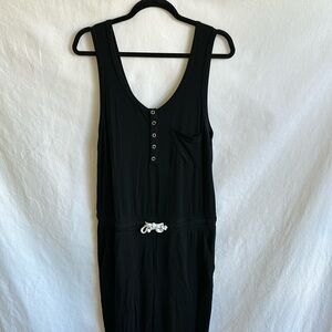 Vici soft black jogger jumpsuit with drawstring waist, size L